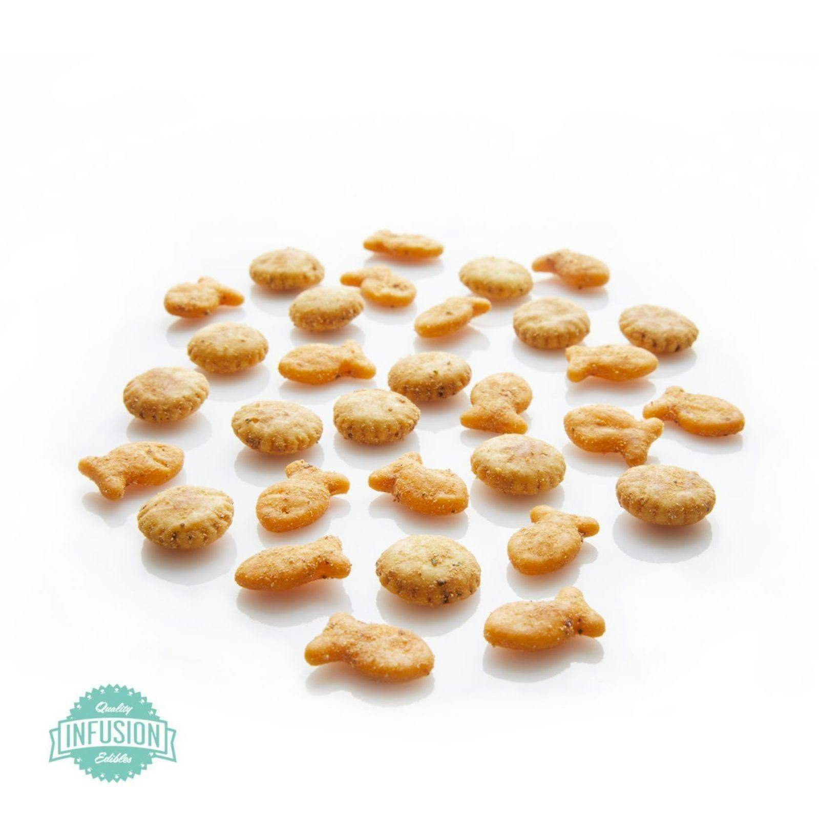 Infusion Edibles Ganja Guppies Bacon Cheddar Crackers 50mg Leafly